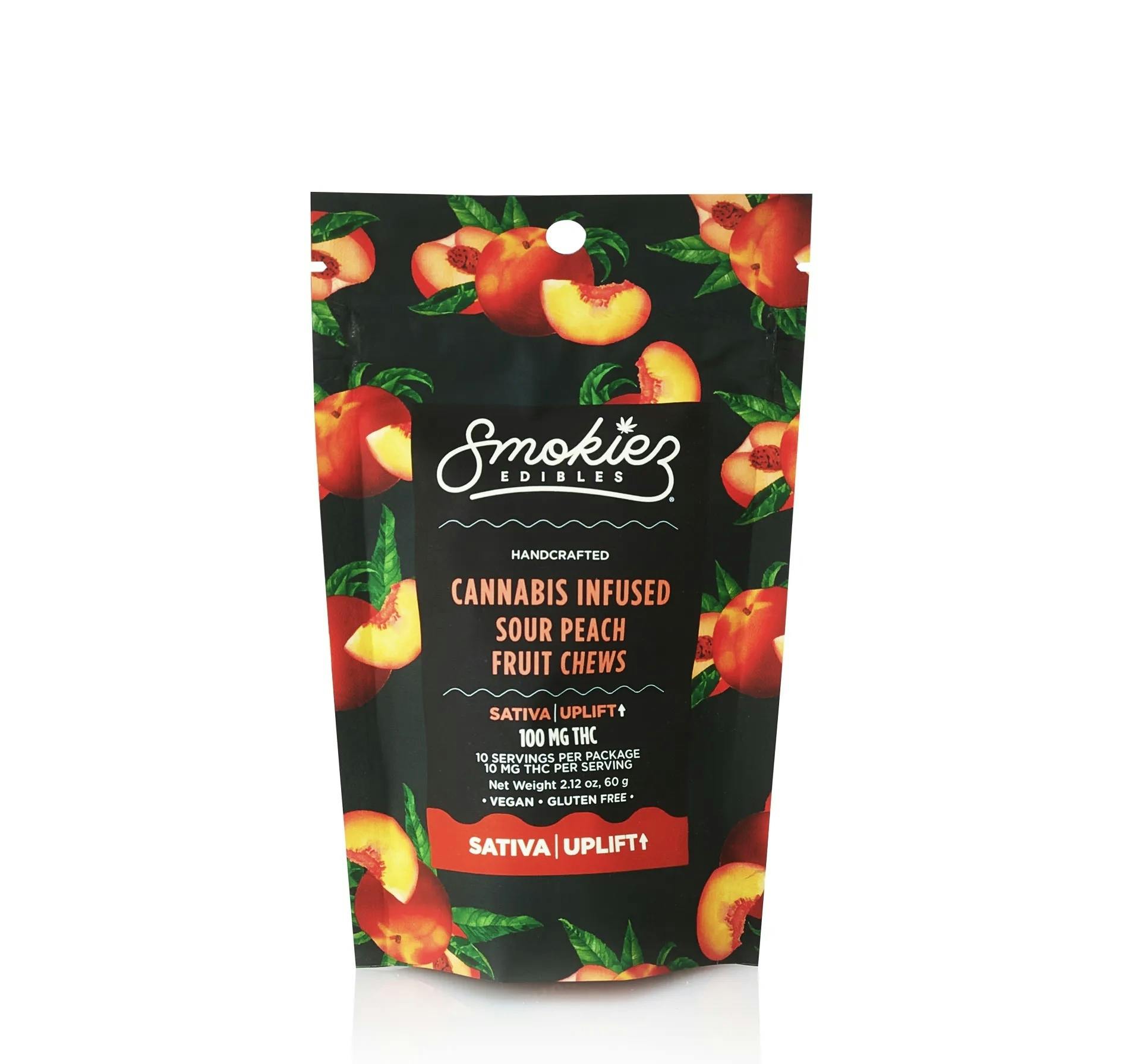 Photograph of product: Smokiez Edibles - Sour Peach 100mg Oui'd Fruit Chews
