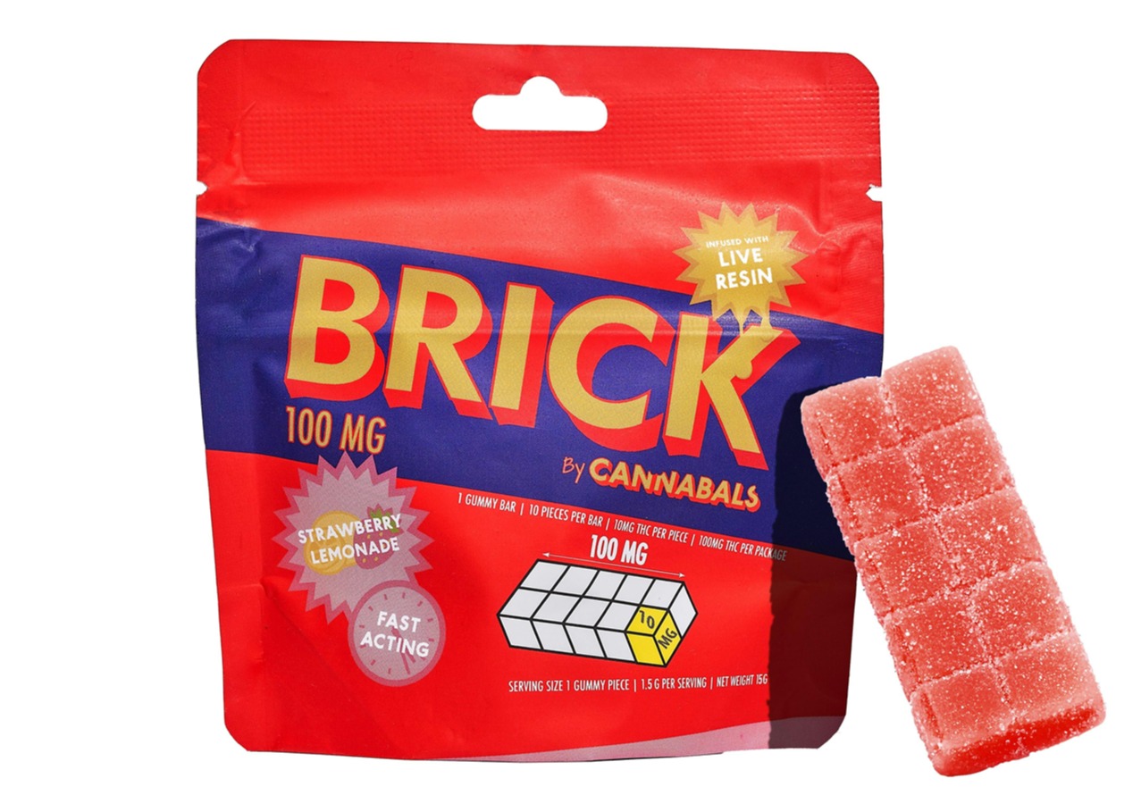 Photograph of product: Cannabals | Strawberry Lemonade | Brick Gummy 100mg