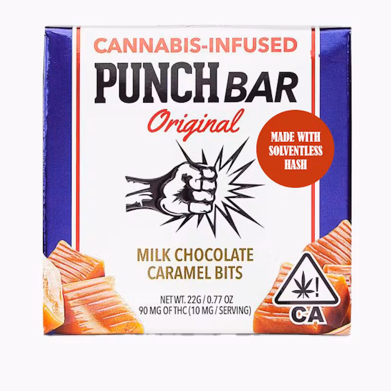 Photograph of product: SOLVENTLESS CARAMEL BITS PUNCH BAR | 100MG
