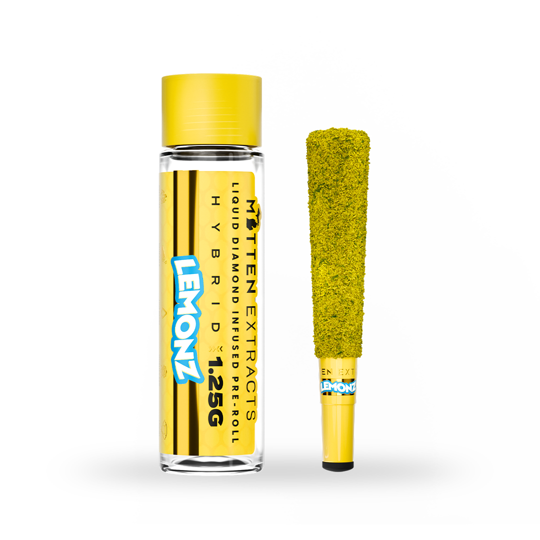 Photograph of product: Mitten Extracts | Infused 1.25g Pre Roll | Lemonz ( Hybrid )