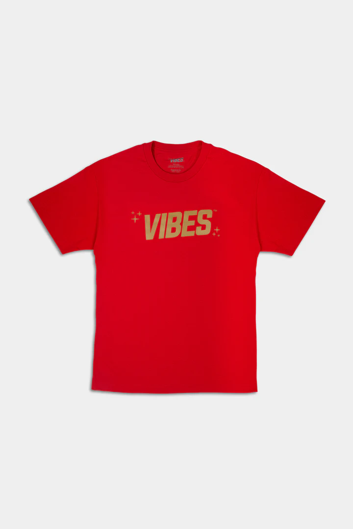 Photograph of product: VIBES - Gold Logo Red Tee | XL
