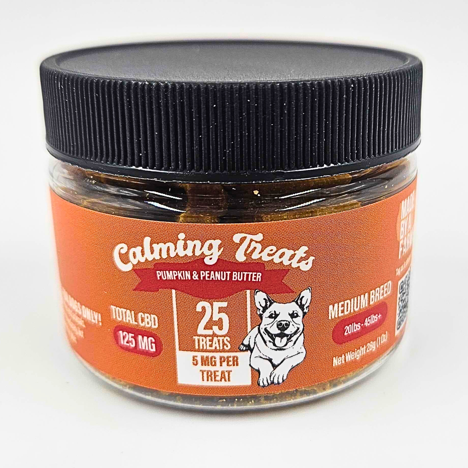 Photograph of Product: MADE BY A FARMER | CBD | Dog Treats | Medium Breed | Peanut Butter Pumpkin | 125mg