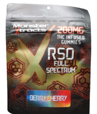 Photograph of product: Monster X   Rso 10 X 20mg Gummies   Berry Cherry