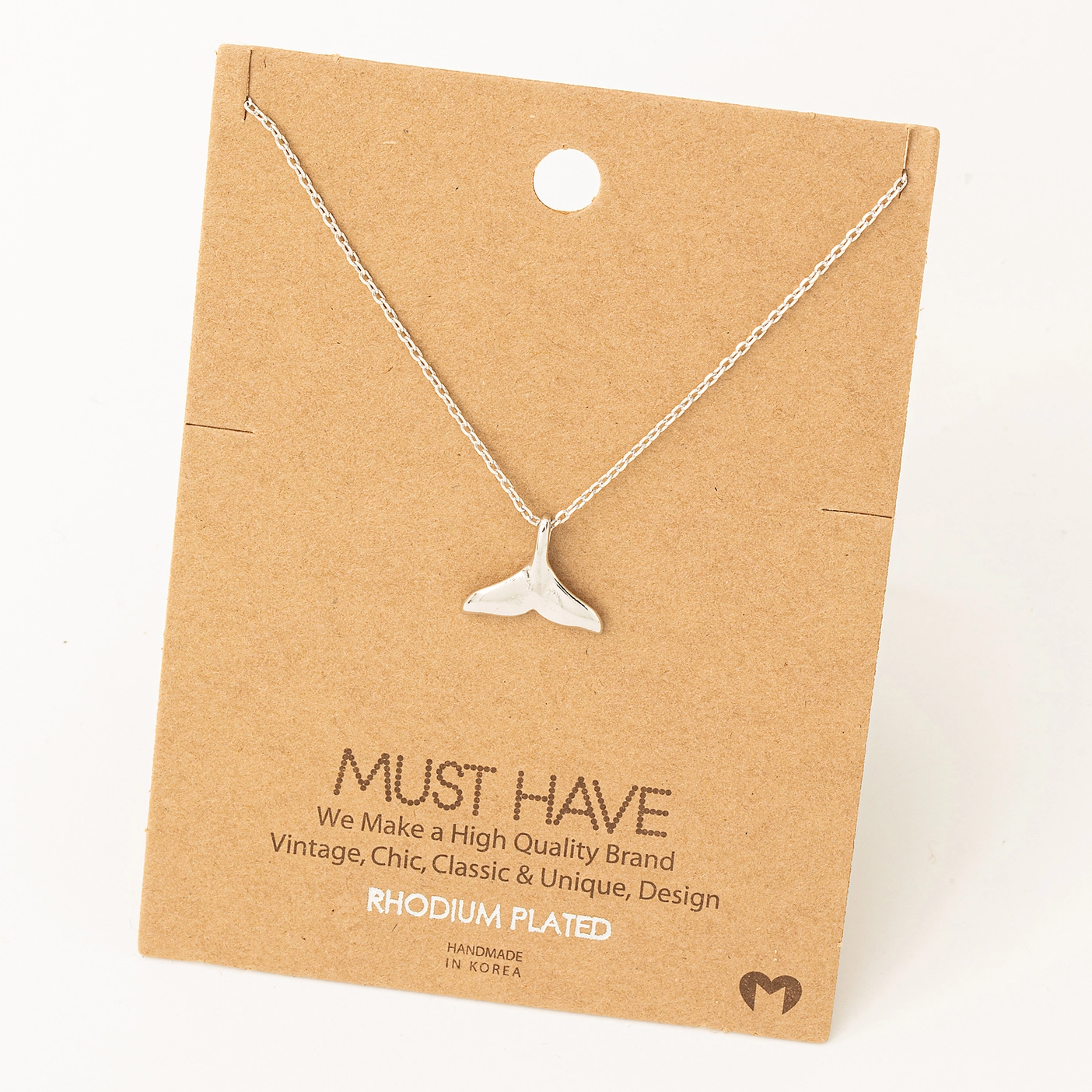 Photograph of product: Gold Dipped Fish Tail Pendant Necklace - Silver