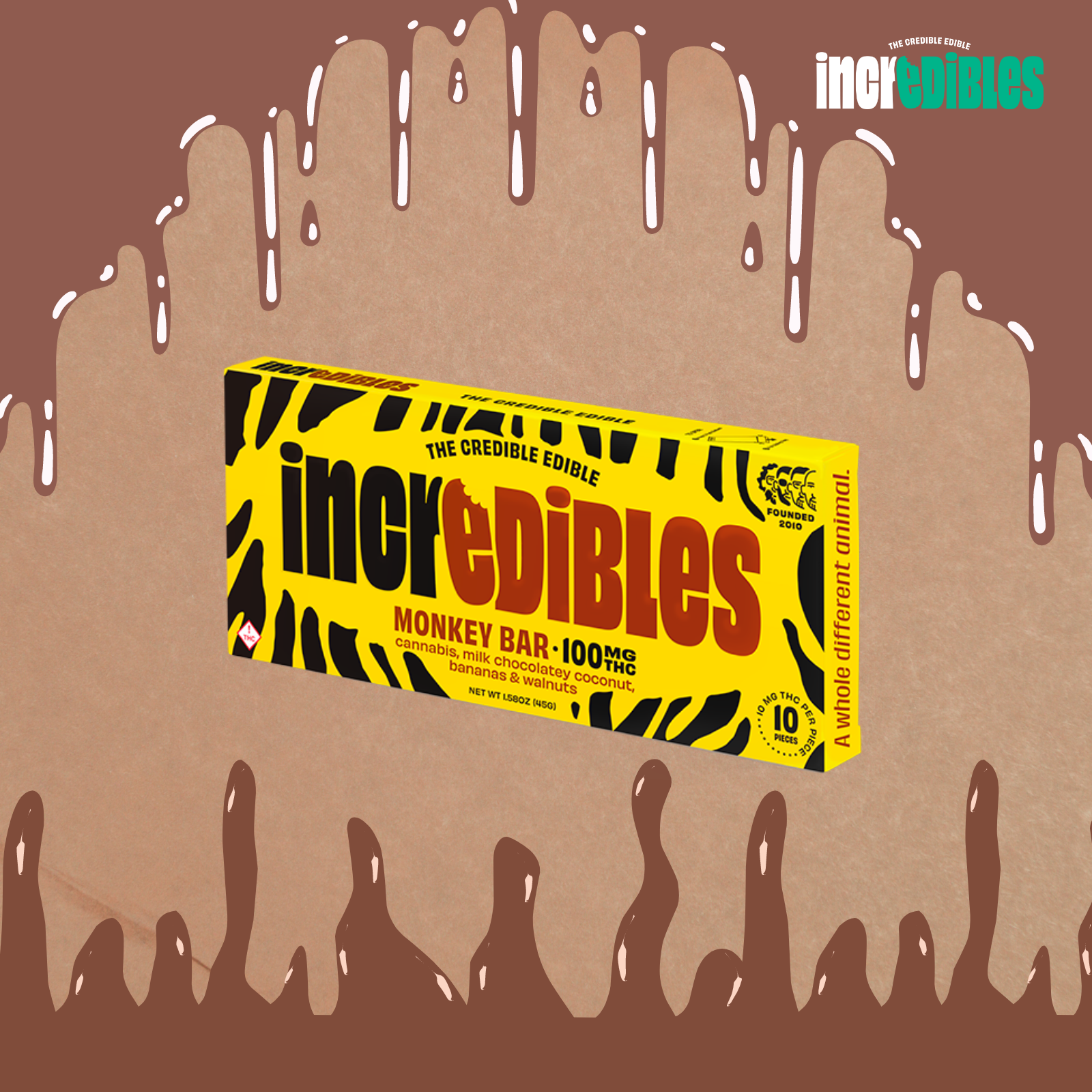Photograph of product: Incredibles Chocolate | Monkey Bar | 100mg