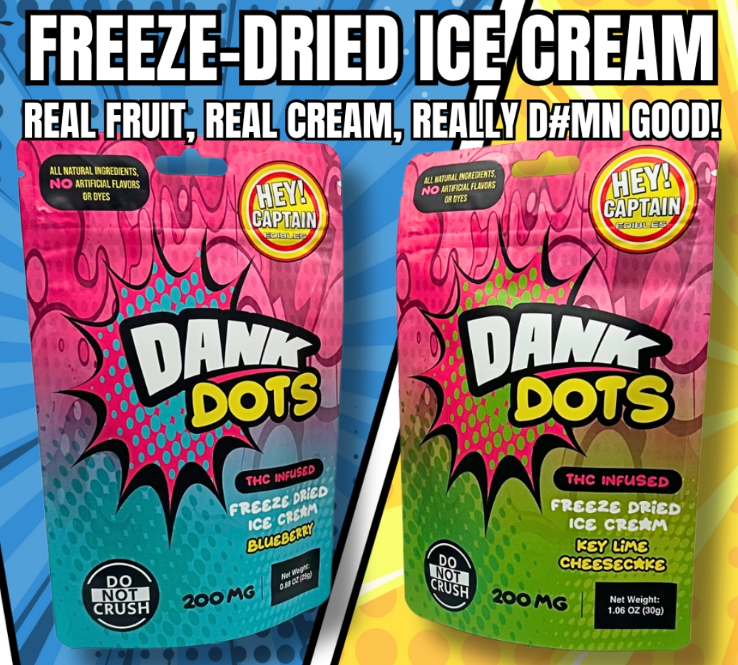 Photograph of product: 200mg Hey Captain Freeze Dried Dank Dots - Blueberry