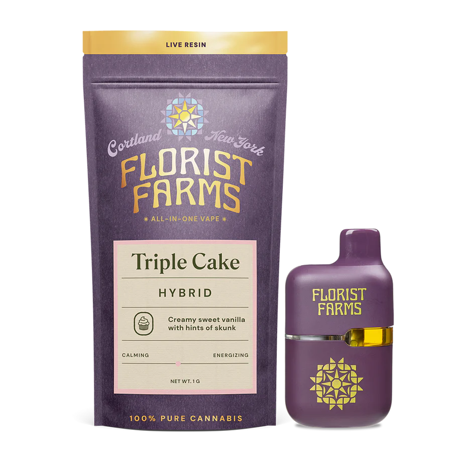 Photograph of product: Florist Farms | Triple Cake | Live Resin | Disposable Tank | 1g