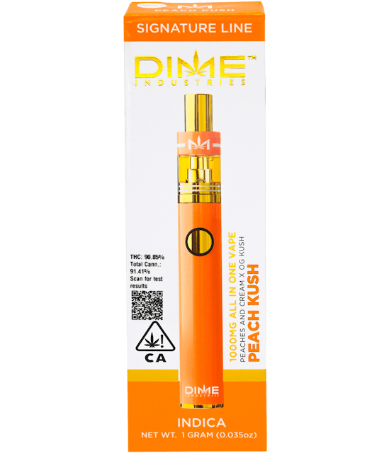 Photograph of product: Dime Industries - Peach Kush 1g 1000mg All In One - 