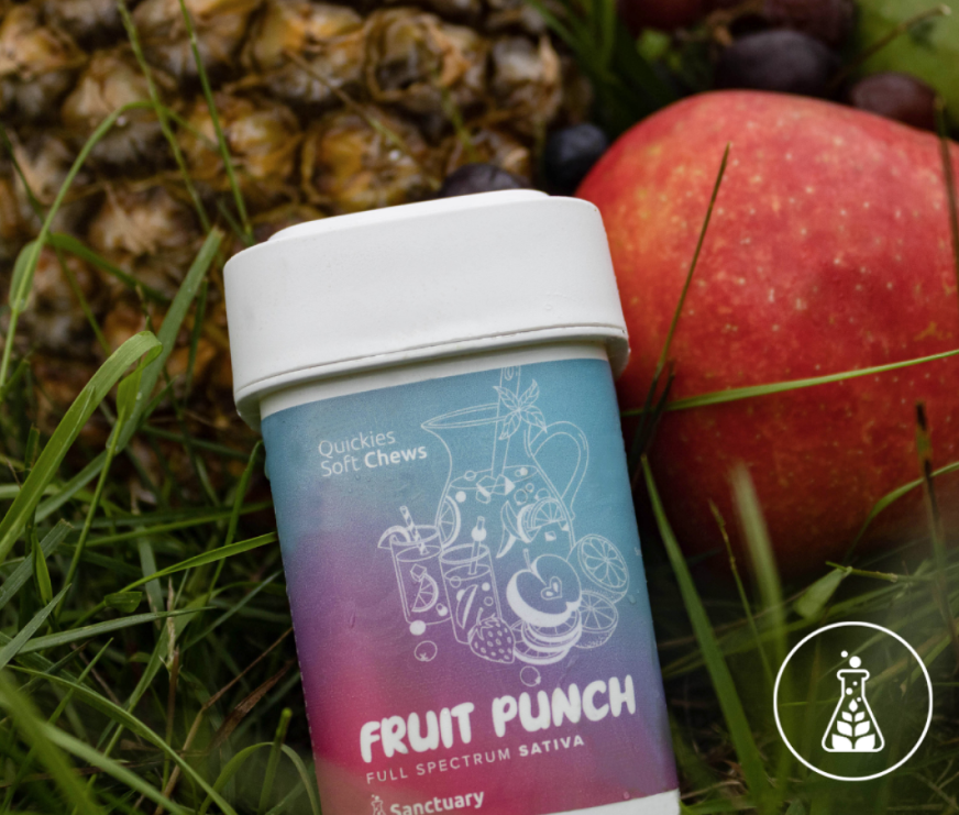 Photograph of product: Fruit Punch (Oui'd) Fast-Acting Gummies 100mg 20pk