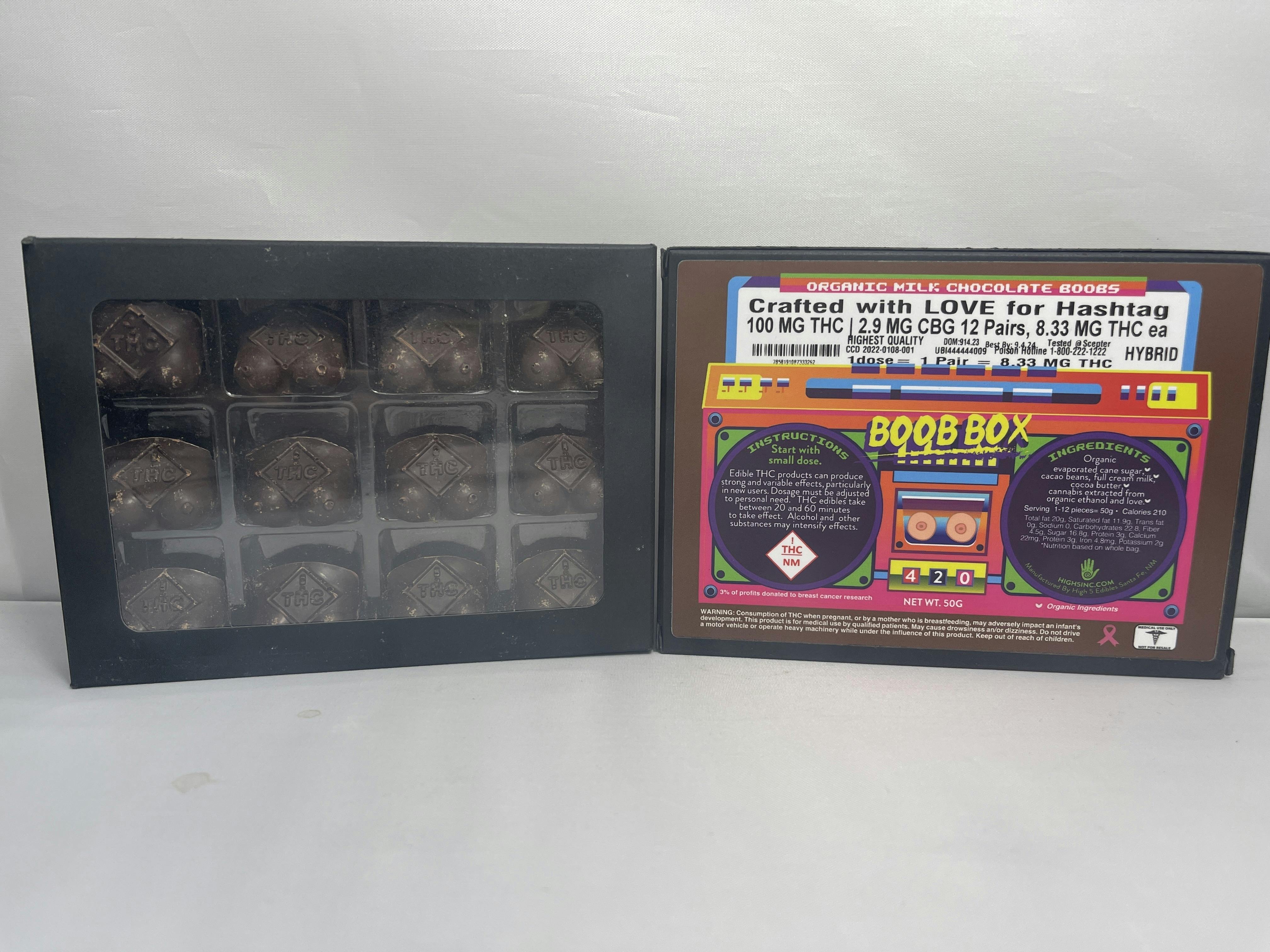 Photograph of product: Organic Milk Chocolate Boob Box