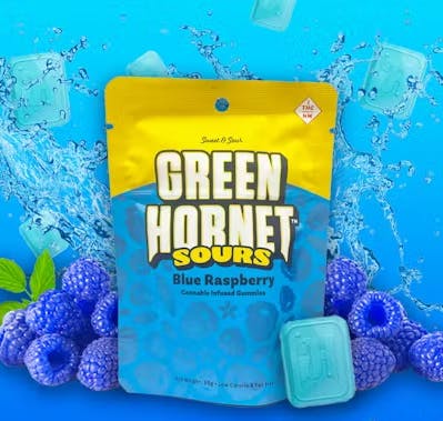 Photograph of product: Green Hornet Gummies - Sour Blue Raspberry
