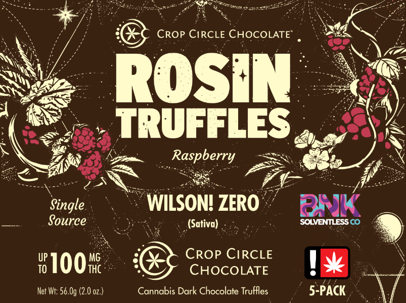 Photograph of product: Crop Circle Chocolate - Raspberry (S) - Truffle 5 Pack 100mg