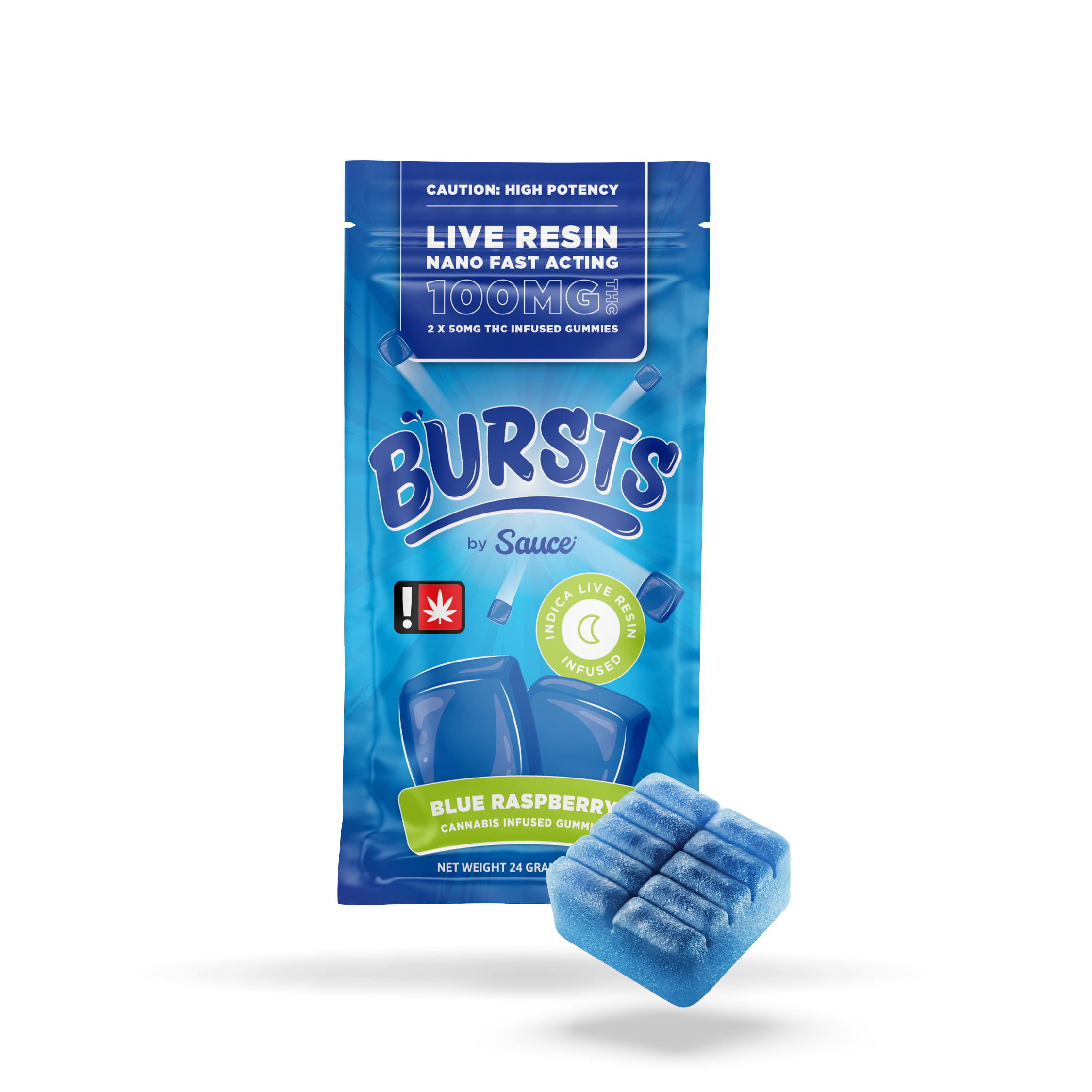 Photograph of product: Blue Raspberry - Live Resin Infused Bursts - 100MG