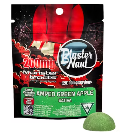 Photograph of product: Amped Green Apple - 200mg Gummies by Monster Xtracts