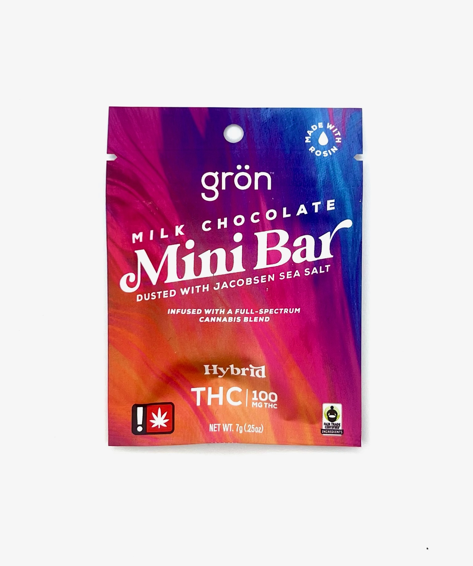 Photograph of product: Gron | Milk Chocolate | Full Spectrum | 100mg Mini Chocolate Bar