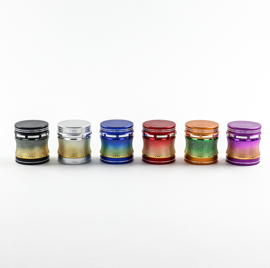 Photograph of product: LuvBuds | 63mm Zinc 4pc Grinder | Assorted Gradient Colors