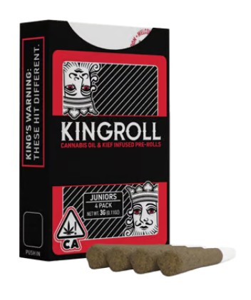 Photograph of product: KINGROLL KING LOUIS XII X QUEEN Z INFUSED PREROLL 4 PACK Oui'd