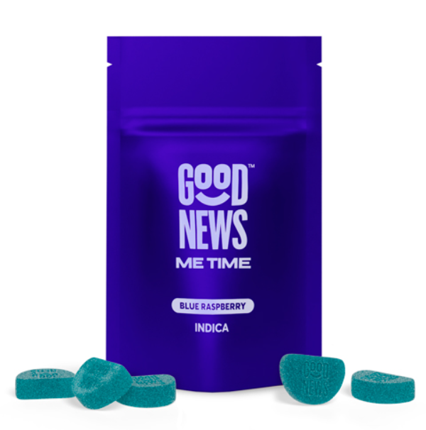 Photograph of product: GOOD NEWS ME TIME BLUE RASPBERRY 10PK GUMMIES 100MG