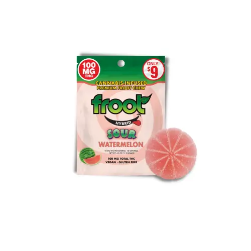 Photograph of product: Froot - 100mg Single Gummy - Sour Watermelon (H)