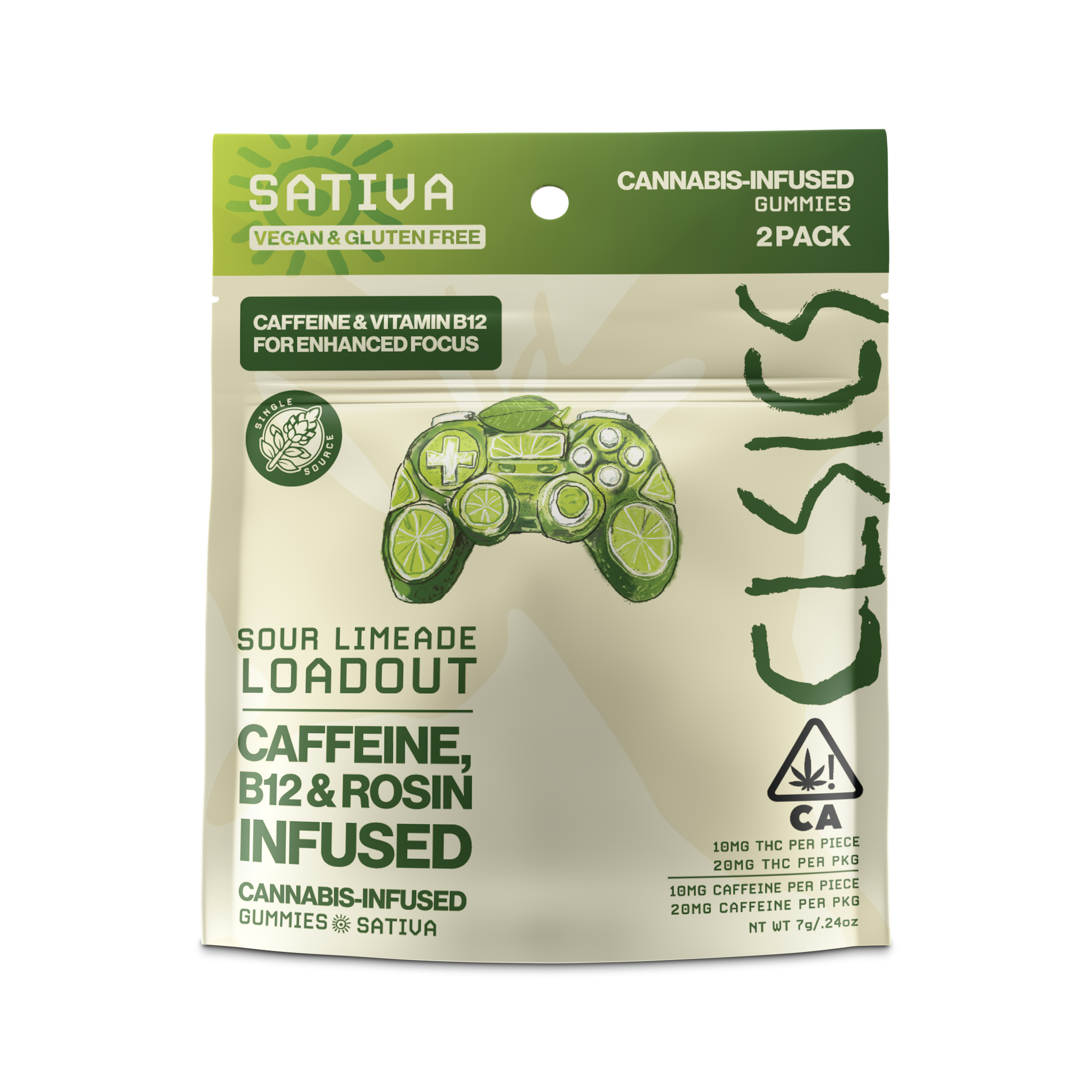 Photograph of product: CLSICS | Oui'd Sour Limeade Loadout Gummies | 2pk | 20mg