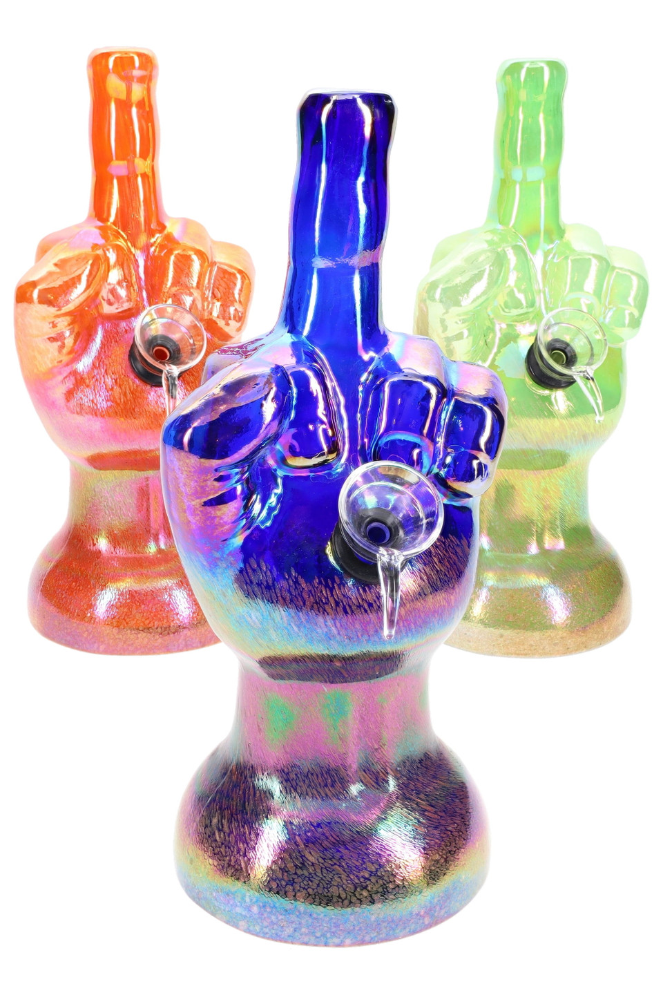 Photograph of product: METALLIC MIDDLE FINGER BONG