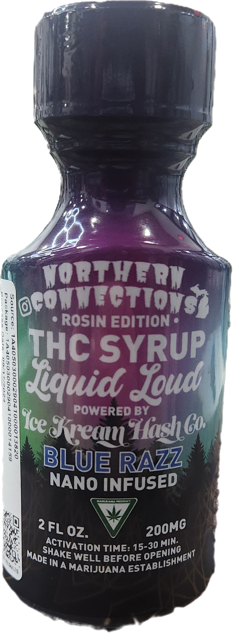 Photograph of product: Blue Razz | 200MG Rosin Infused Liquid Syrup | Liquid Loud Northern Co.