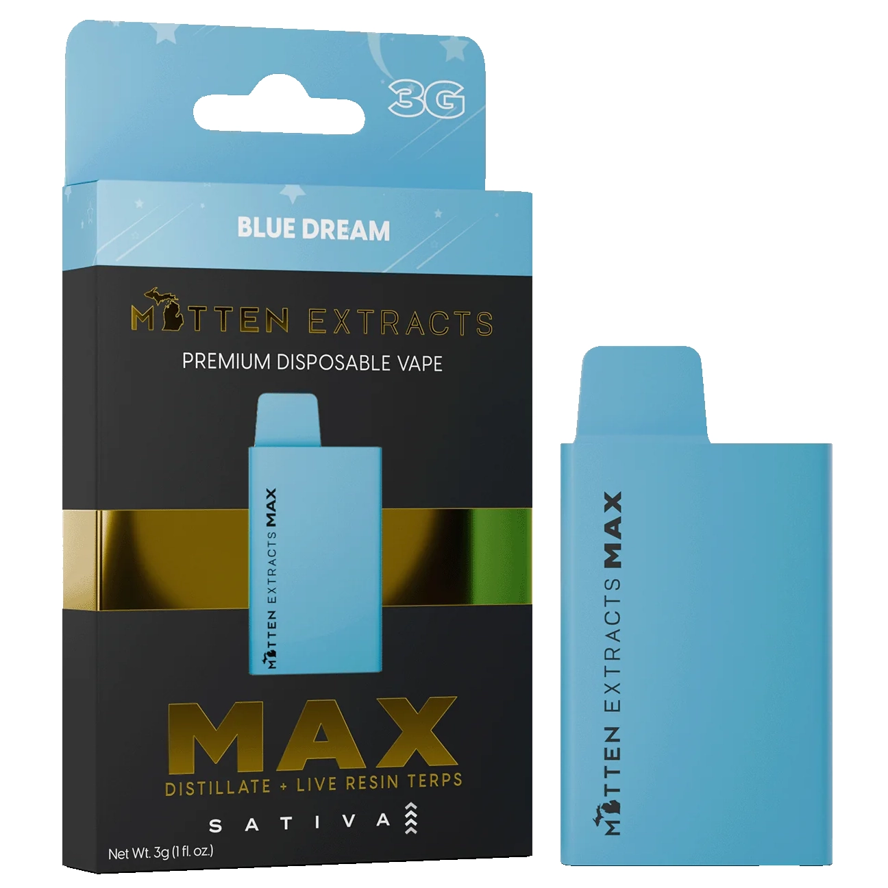 Photograph of product: Mitten Extracts Blue Dream MAX Disposable Vape Rec