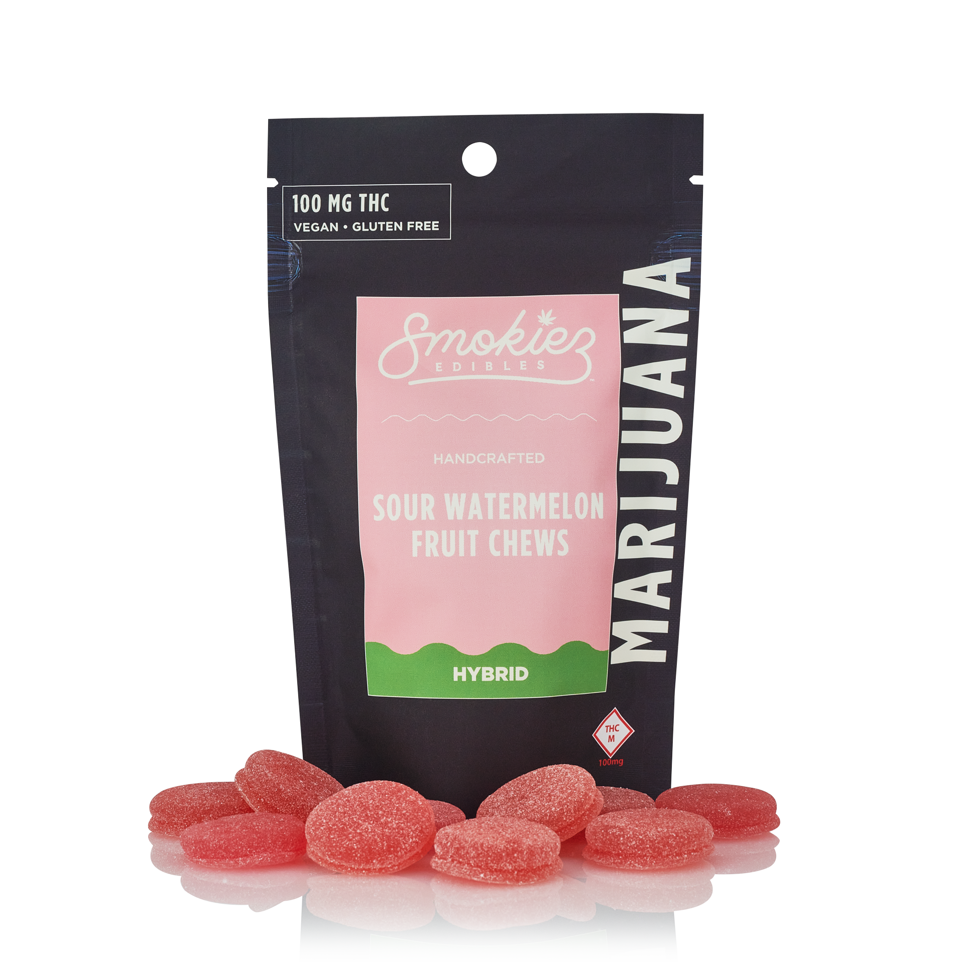 Photograph of product: Sour Watermelon | 100mg | Fruit Chews | Smokiez