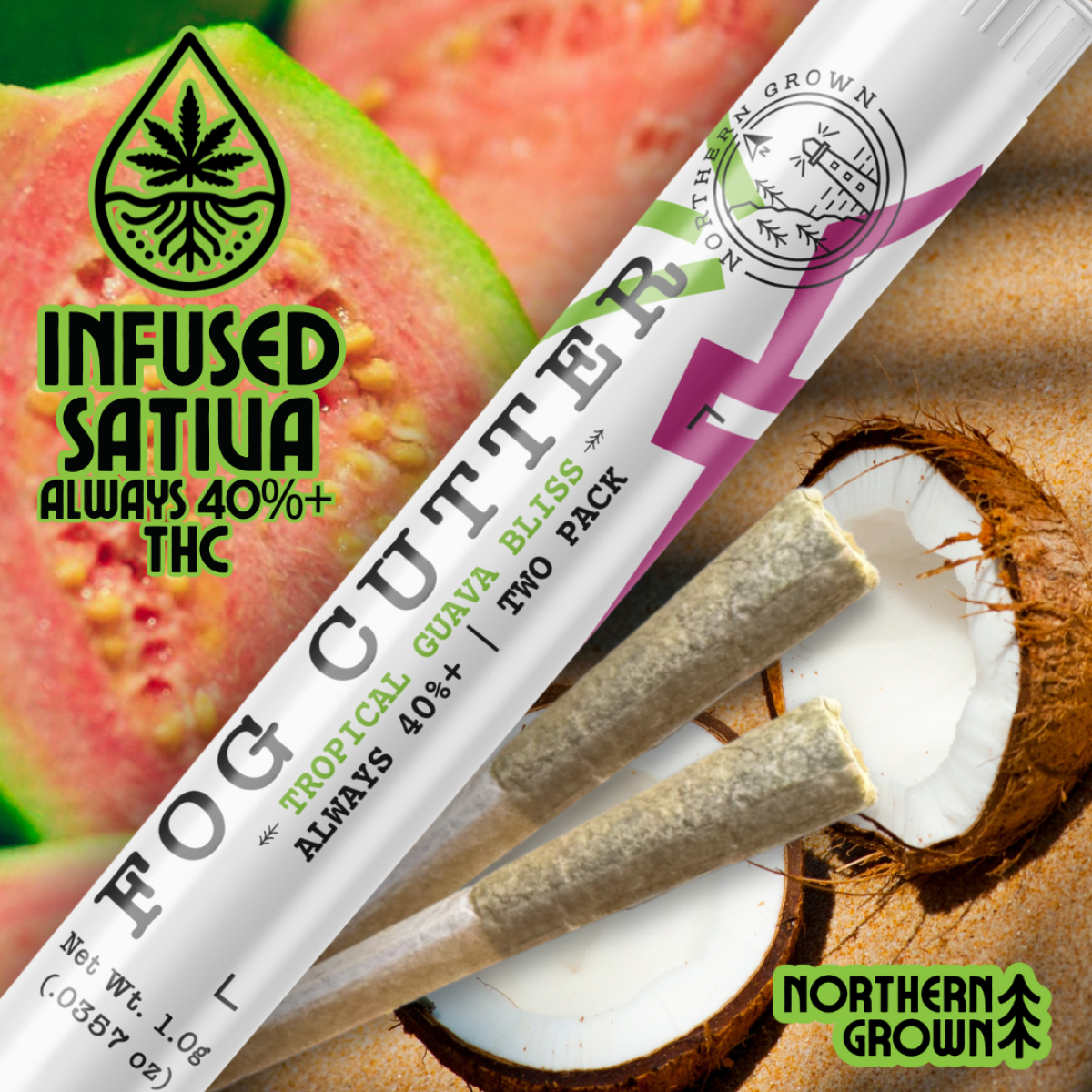 Photograph of Product: Tropical Guava Bliss Infused 0.5g Pre-roll 2pk | 1g