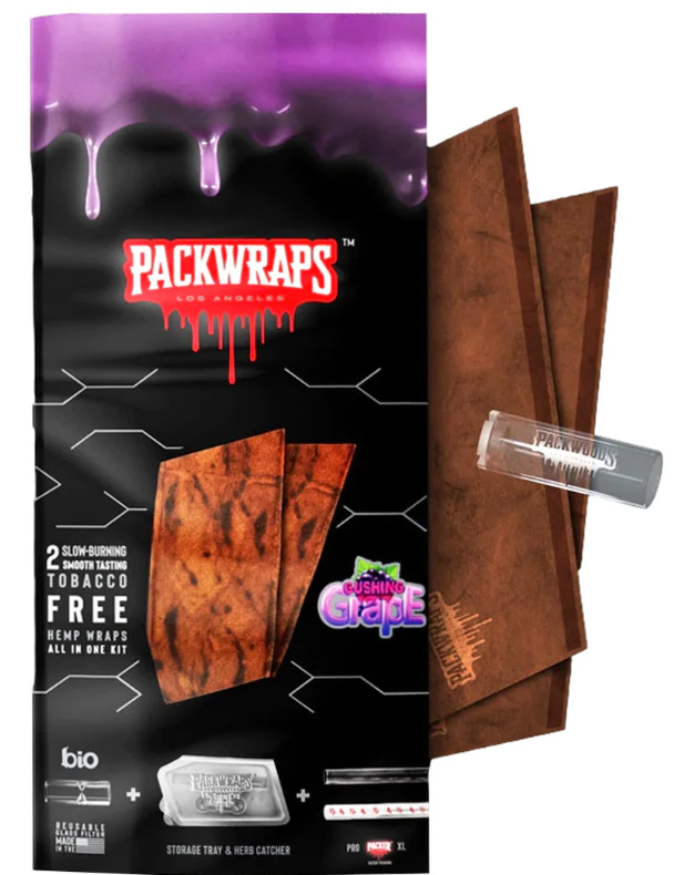 Photograph of product: Packwraps x Twisted Hemp Wraps 2pk with Glass Tip | Gushing Grape