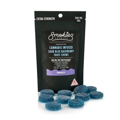 Photograph of product: Sour Blue Raspberry Smokiez 100mg | 10pk - 