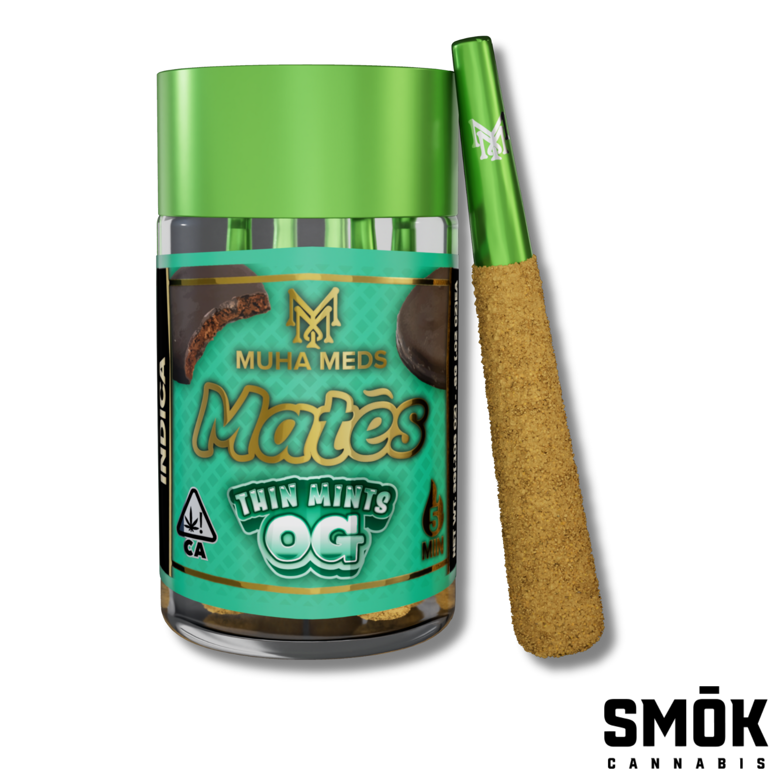 Photograph of product: Muha Meds Infused Pre-Roll 5pk Thin Mint OG