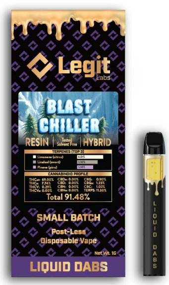 Photograph of product: Blast Chiller | Post-Less Disposable | Cured Resin | Legit Labs