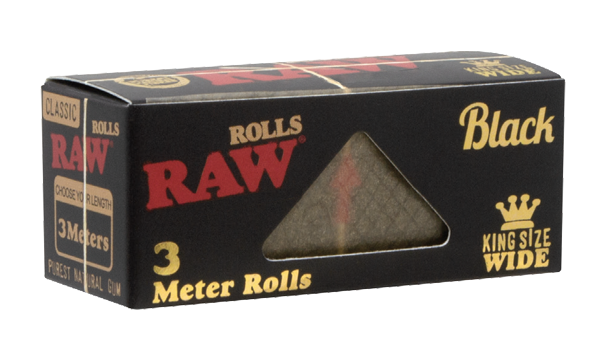 Photograph of product: RAW | Raw Black Classic 3M Rolls | King Size Wide