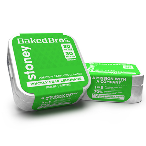 Photograph of Product: Baked Bros 1:1 / THC : CBD Prickly Pear Lemonade Gummies 100mg/.1g