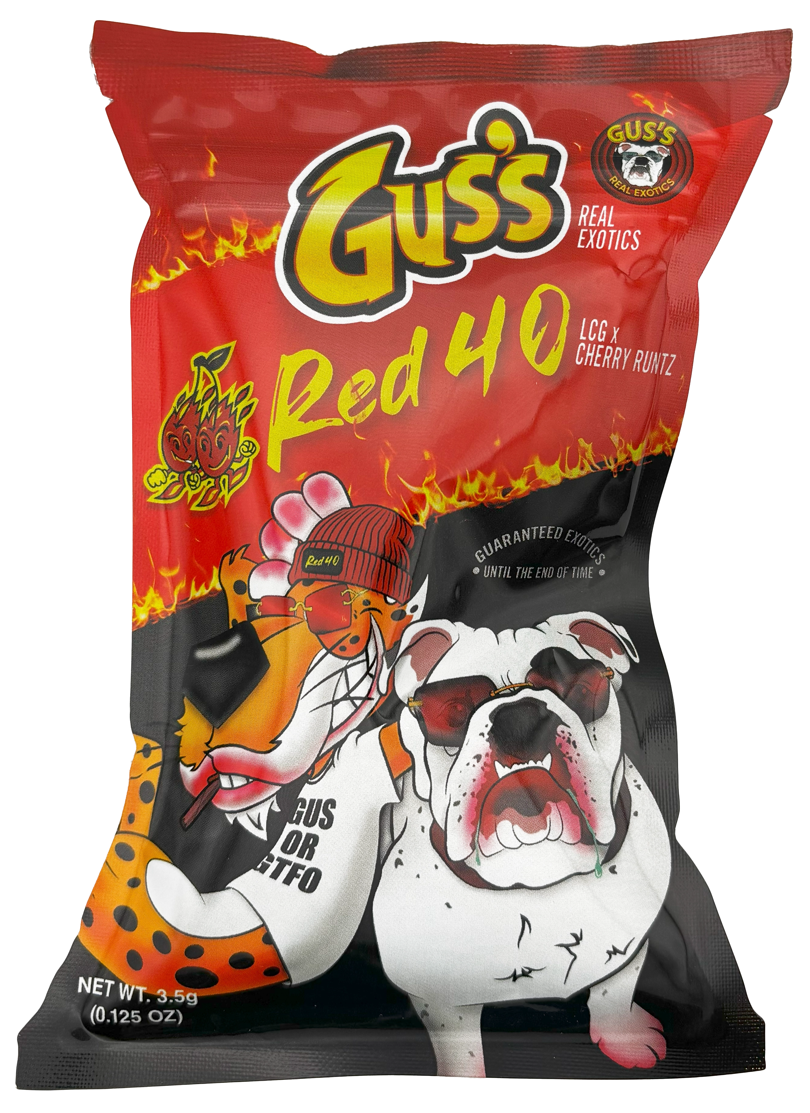 Photograph of product: Gus's Real Exotics | Red 40 | Pre-Packaged Flower - 3.5g