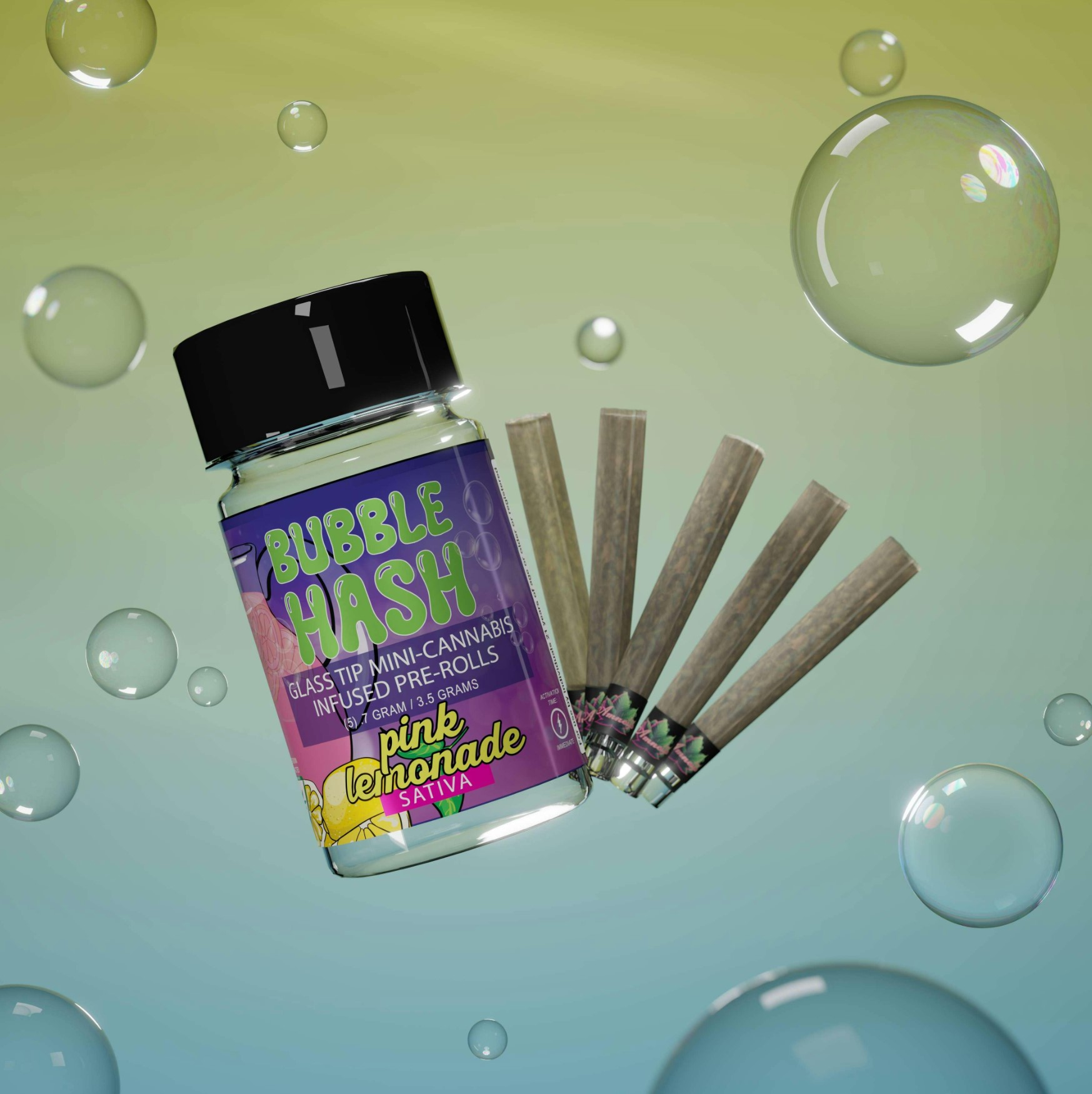 Photograph of product: Amnesia - Pink Lemonade Bubble au chocolat Glass Tip 5-Pack 0.7g Pre-Rolls