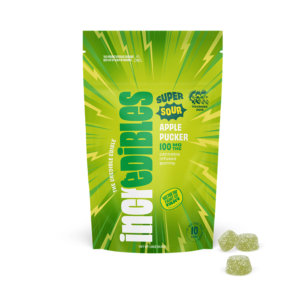 Photograph of product: Incredibles Gummies | 100mg | Super Sour Apple Pucker