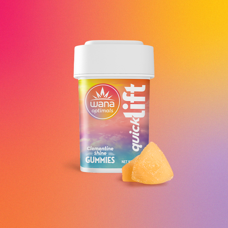 Photograph of product: WANA Gummies 100mg Quick: Clementine 1:1:1 THC:THCV:CBG 10pc