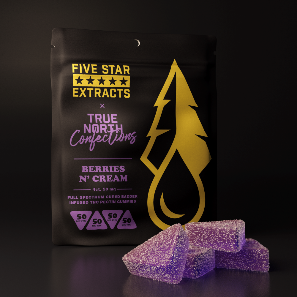 Photograph of product: Berries & Cream 4x50mg Cured Badder Gummies