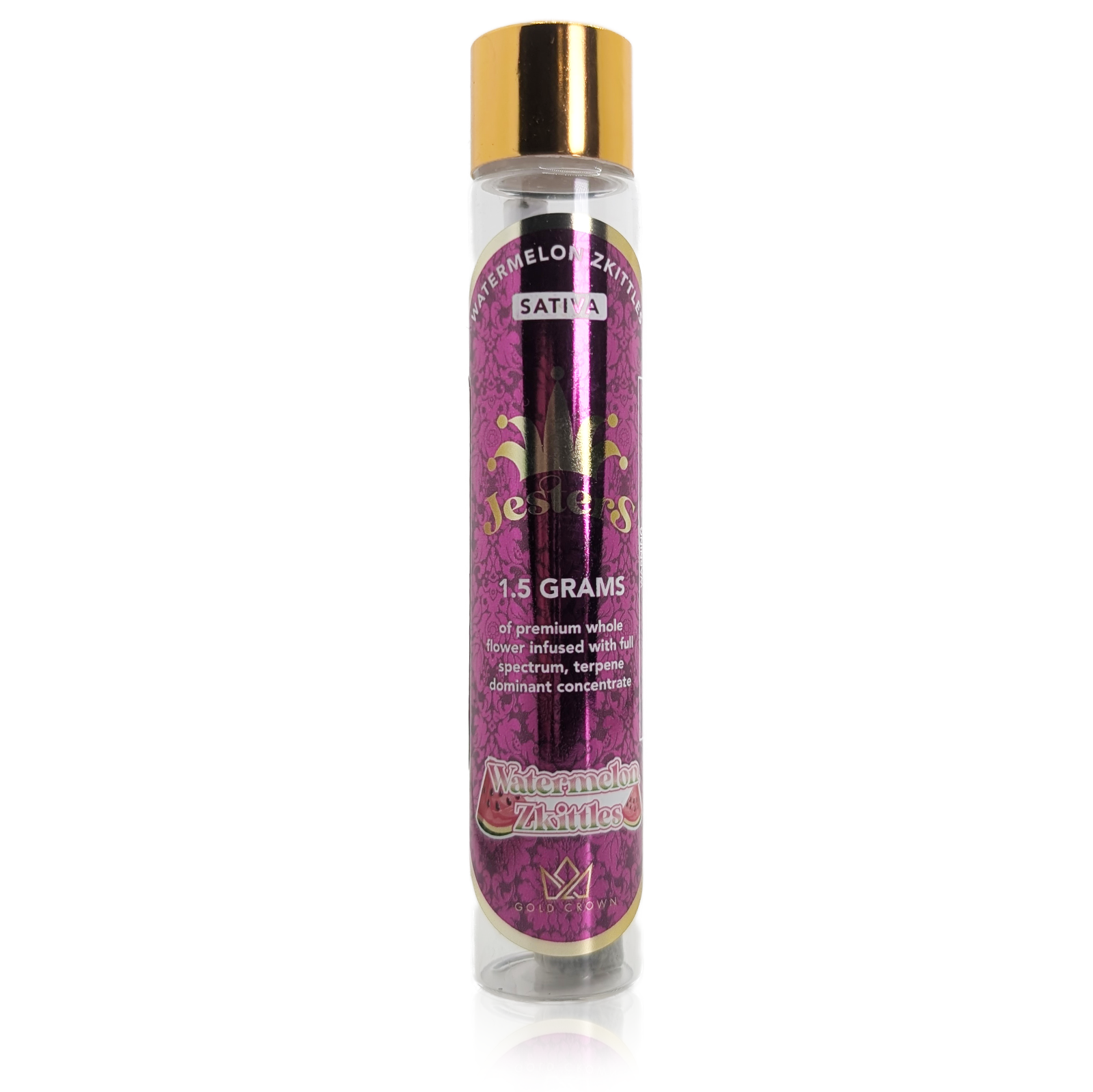 Photograph of product: JESTERS - WATERMELON ZKITTLES - LIVE RESIN INFUSED PRE-ROLL