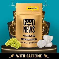 Photograph of product: Edible* - Good News - Vegas Sparkling White Grape with caffeine (S) - 100mg (10pk)