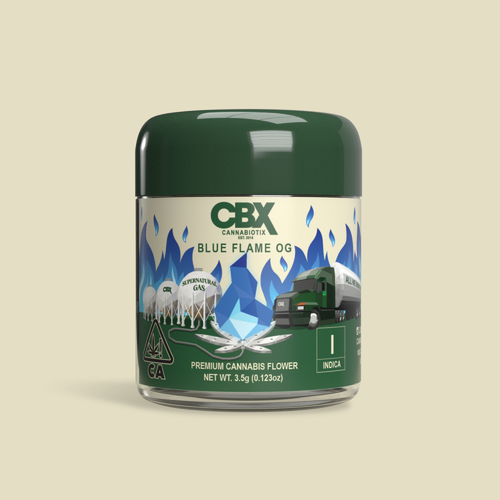 Photograph of product: BLUE FLAME OG FLOWER 3.5G