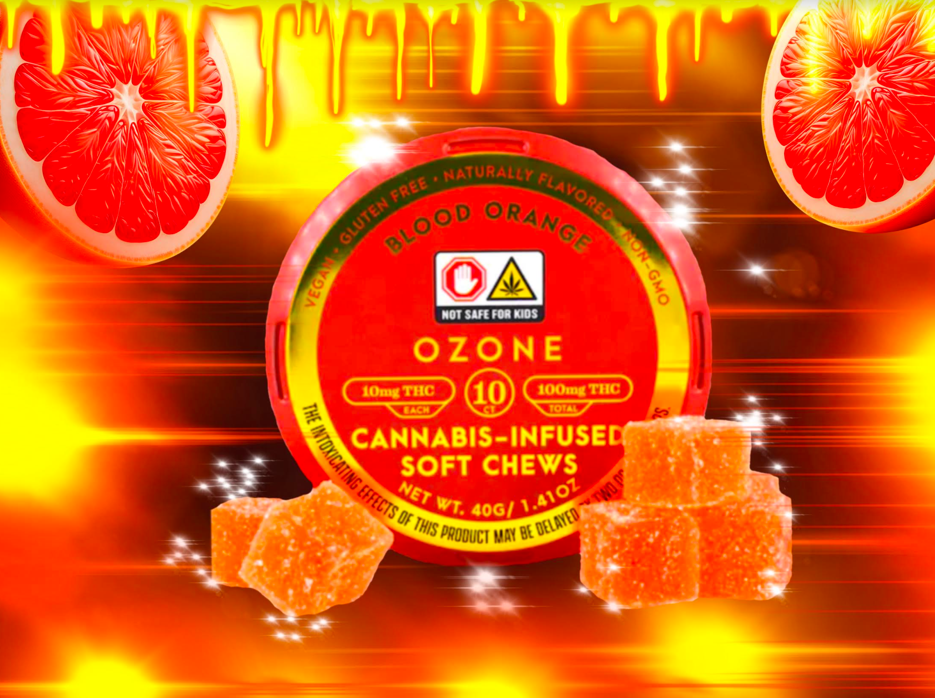 Photograph of product: Blood Orange Soft Chews | 100mg/10pk