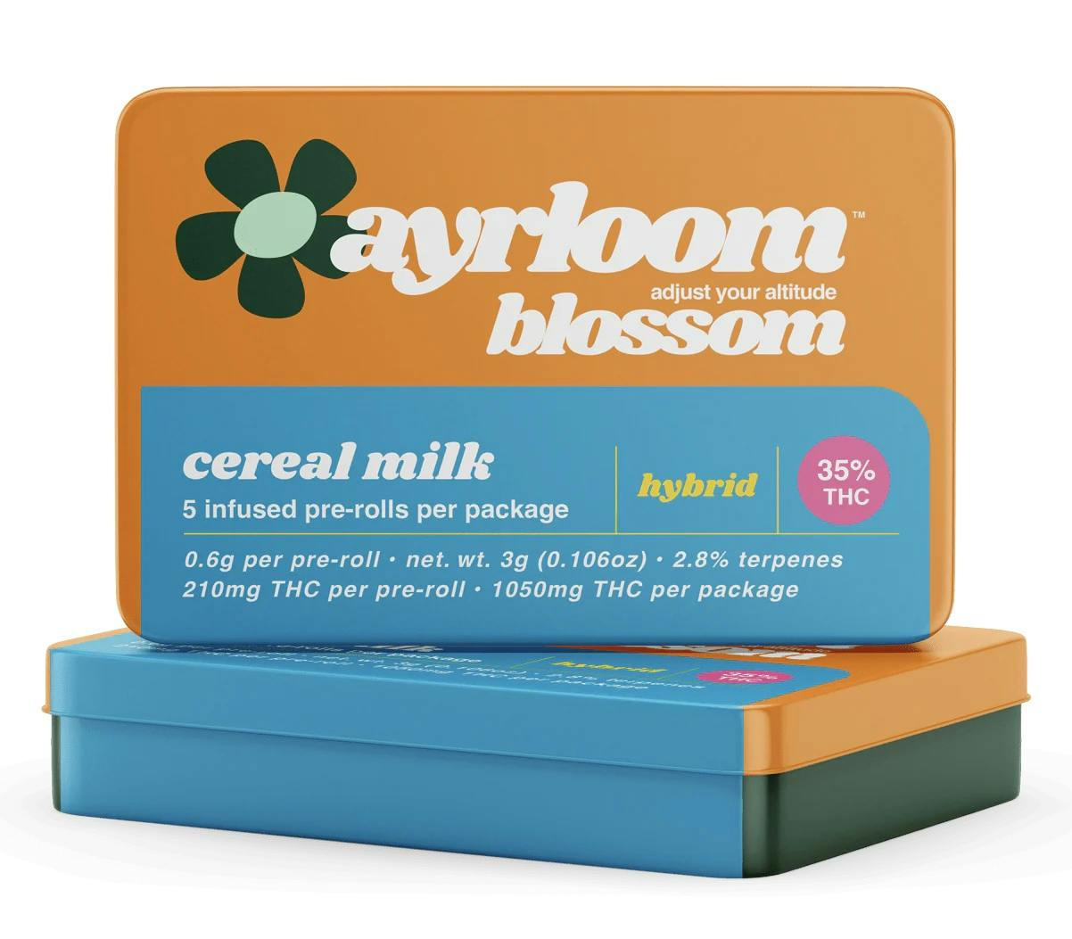 Photograph of product: Ayrloom Blossom Cereal Milk 5pk 0.6g Infused Pre-rolls