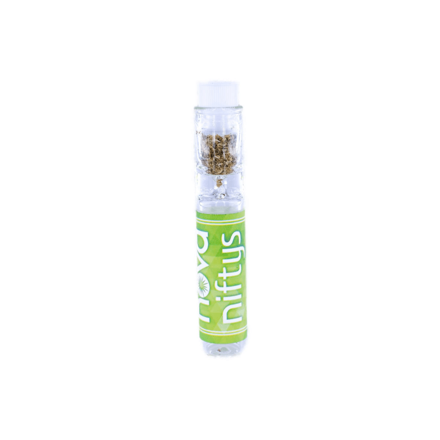 Photograph of product: Nifty-Sherb Cake flower w/ Glass one hitter  - AU Nova Farms