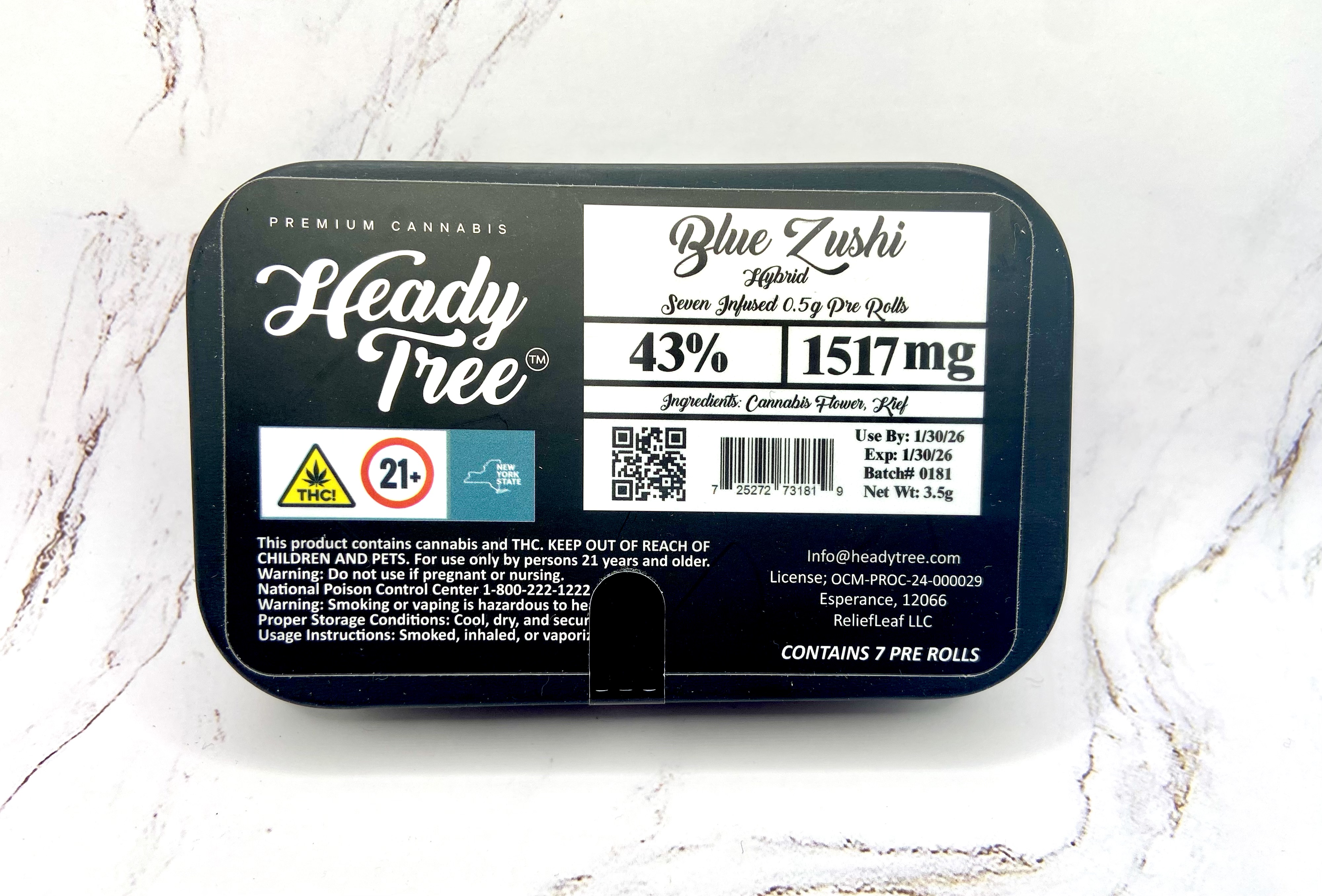 Photograph of product: Heady Tree - Blue Zushi Infused Shorty's - 7pk