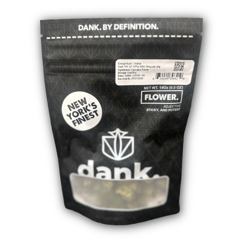 Photograph of product: Dank | Critical Kush | Outdoor Whole Flower - 14g
