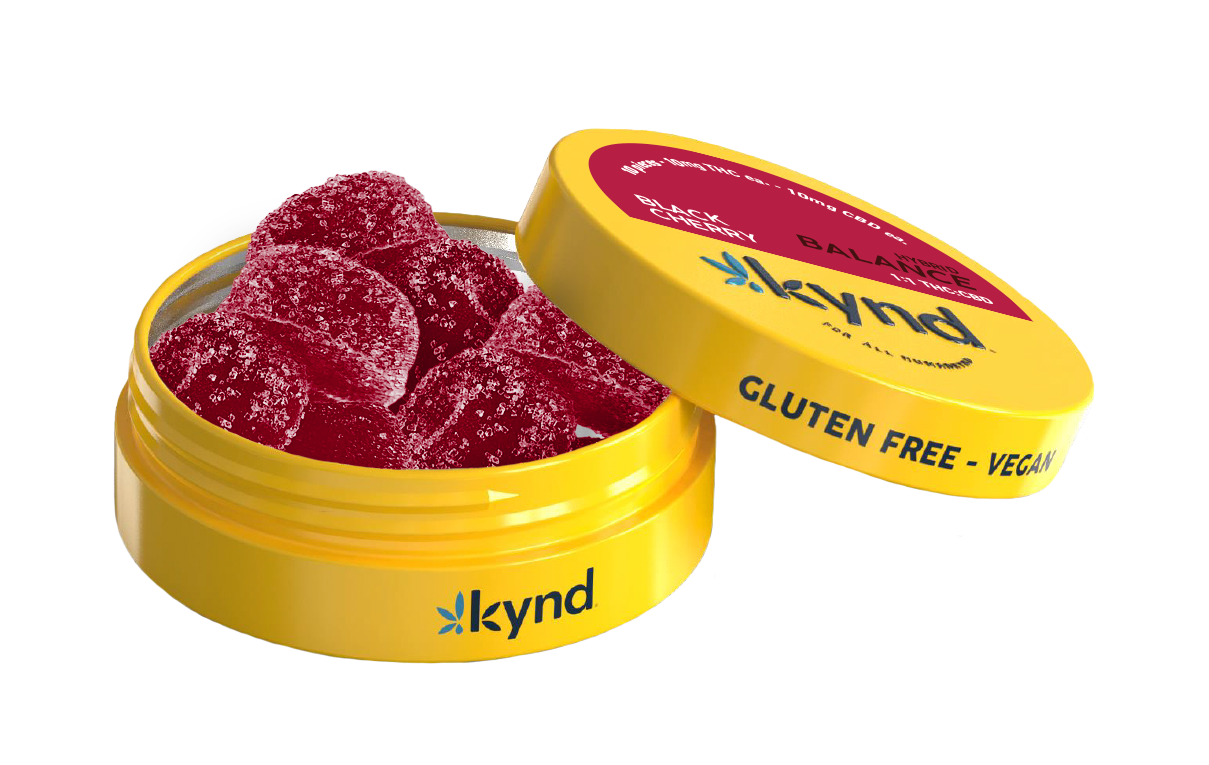 Photograph of product: Kynd Black Cherry (H) Balance 1:1 Gummies 10mg 10pk