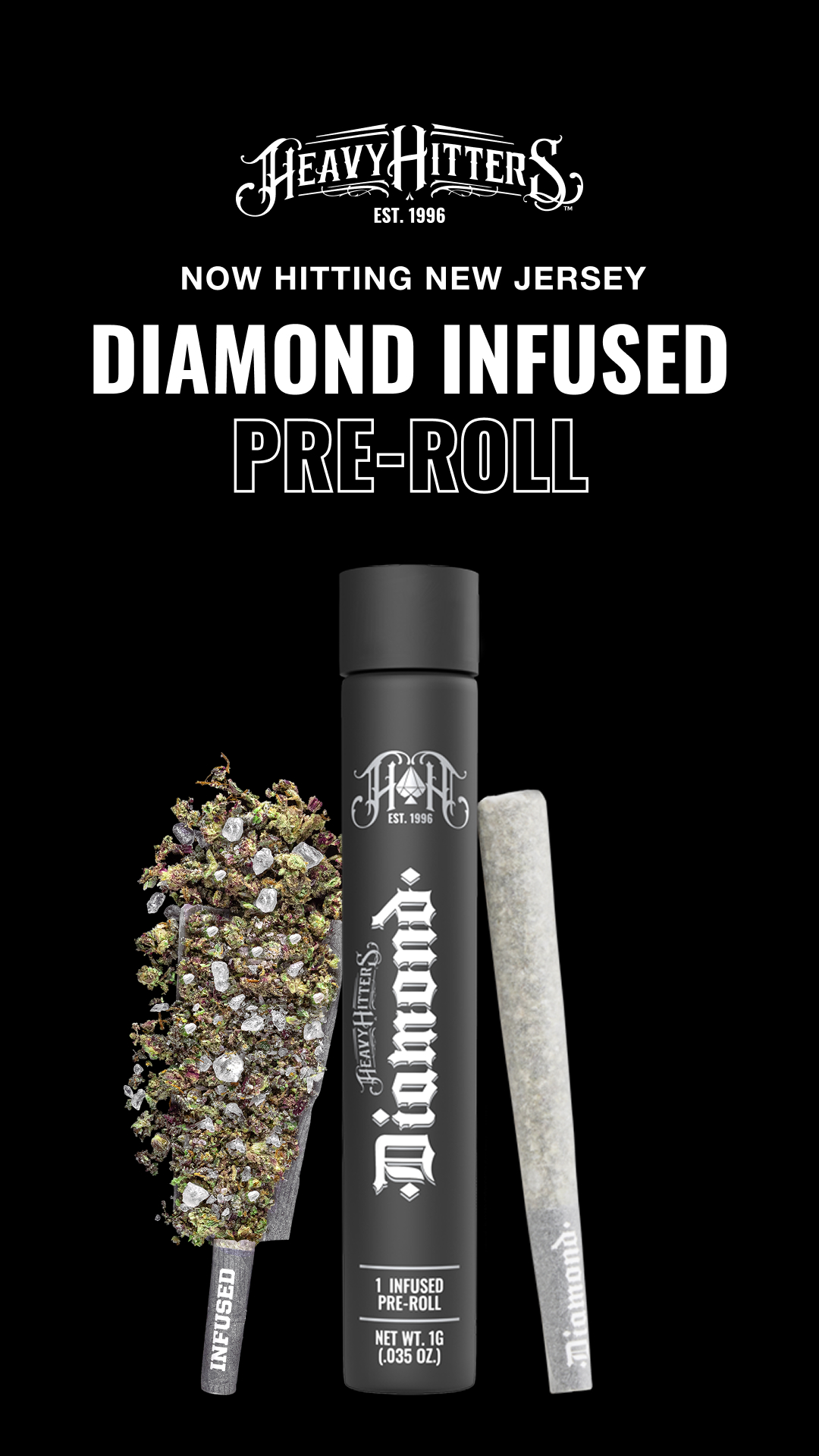 Photograph of product: Modified Grape | 1G Diamond Infused Pre-Roll | Heavy Hitters